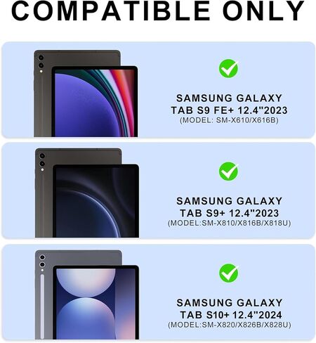 Keyboard Case for Samsung Galaxy Tab S10 Plus/S9FE Plus 12.4", Multi-Touch Trackpad, 7 Color Backlit, Detachable Wireless Bluetooth Keyboard, S Pen Holder, Smart Folio Cover for Galaxy Tab S10+/S9FE+ in Kuwait