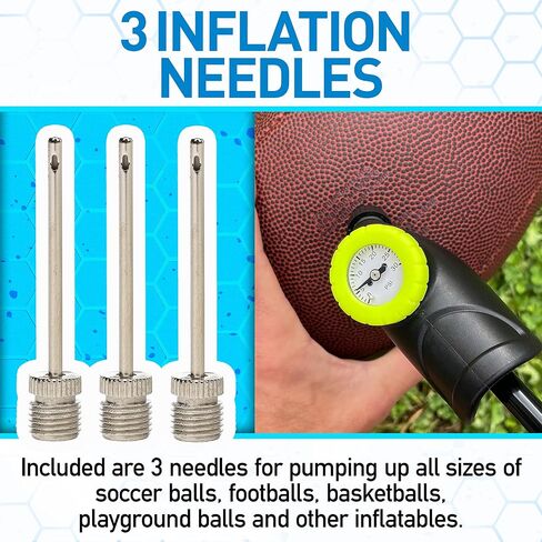 Franklin Sports Ball Pump + Pressure Gauge with Needle - Perfect Pump Hand Pump for Sports Balls - Air Inflation Pump for Soccer, Basketballs + More, Black in Kuwait