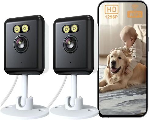 Compatible Alexa Indoor Security Camera.Wired Low-Power Monitor,2.4GHz Wireless,3MP high-Definition Camera,Full-Color Night Vision+Two-Way Call+Human Detection,Support APP Remote Control in Kuwait
