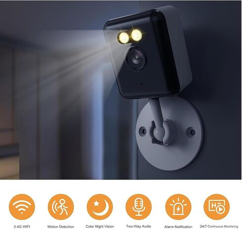 Compatible Alexa Indoor Security Camera.Wired Low-Power Monitor,2.4GHz Wireless,3MP high-Definition Camera,Full-Color Night Vision+Two-Way Call+Human Detection,Support APP Remote Control in Kuwait