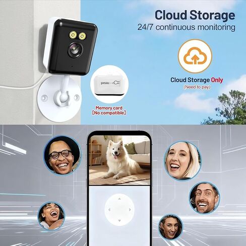 Compatible Alexa Indoor Security Camera.Wired Low-Power Monitor,2.4GHz Wireless,3MP high-Definition Camera,Full-Color Night Vision+Two-Way Call+Human Detection,Support APP Remote Control in Kuwait