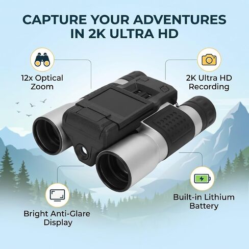 Yoidesu 12 x 32 Binoculars with 2K Camera and 2 Inch Display in Kuwait
