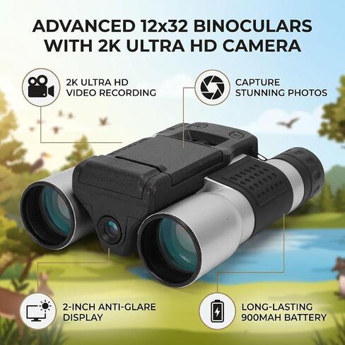 Yoidesu 12 x 32 Binoculars with 2K Camera and 2 Inch Display in Kuwait