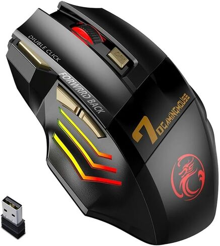 Generic for Gamer Mouse for Computer 2.4G Rechargeable Gaming Mouse USB Mouse Silent Ergonomic Mice, 6924023132125 in Kuwait