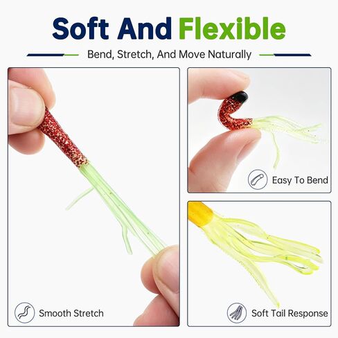 50pcs Tube Baits Soft Plastic Worms Bass Fishing Lures for Bass Crappie in Kuwait