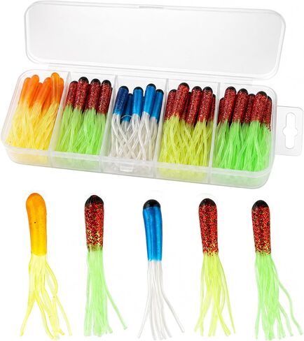 50pcs Tube Baits Soft Plastic Worms Bass Fishing Lures for Bass Crappie in Kuwait