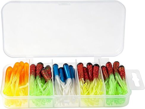 50pcs Tube Baits Soft Plastic Worms Bass Fishing Lures for Bass Crappie in Kuwait