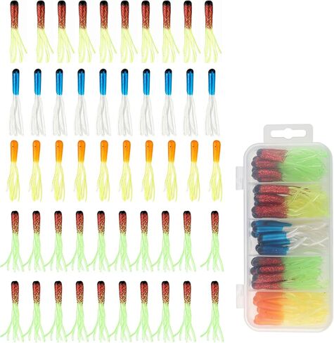 50pcs Tube Baits Soft Plastic Worms Bass Fishing Lures for Bass Crappie in Kuwait
