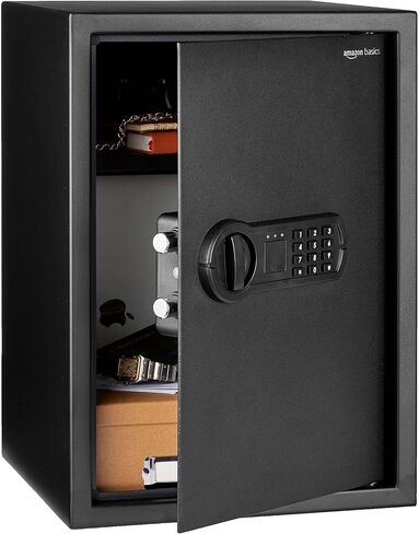 Amazon Basics Steel Home Security Safe Box with Electronic Keypad Lock for Documents, Jewelry, Valuables, 1.8 Cubic Feet, Black, 13.8"W x 13"D x 19.7"H in Kuwait