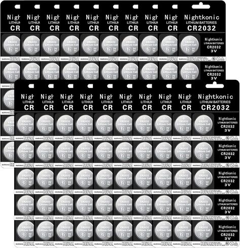 Nightkonic 50 pcs Pack - CR2032 3v Lithium Button Cell Coin 2032 Battery in Kuwait