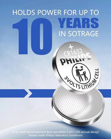 PHILIPS CR1632-10 Pack 3V Lithium Cell Batteries 10 Year Shelf Life in Saudi Arabia