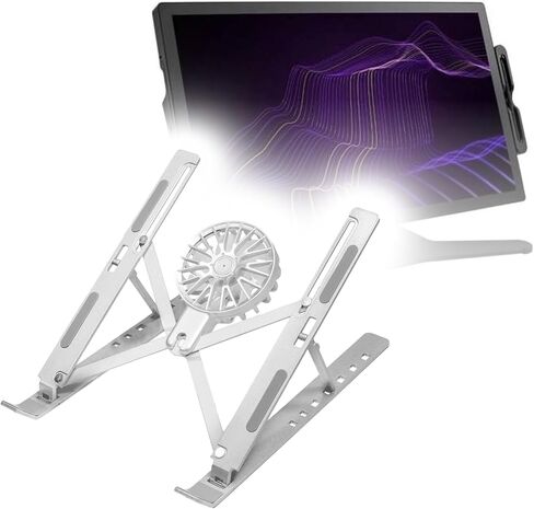 BoxWave Stand and Mount Compatible with Wacom Cintiq Pro 27 - QuickSwitch Stand with Cooling Fan, Portable, Multi Angle Viewing Ventilator - Metallic Silver in Kuwait