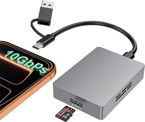 10Gbps Type C/USB A MicroSD Express Card Reader, USB 3.2 Gen 2, TF7.0 Card Read, Internal Intelligent Fan,Supports hot-swapping,Plug & Play,no Driver Required with Express microSD UHS-II Card in Kuwait