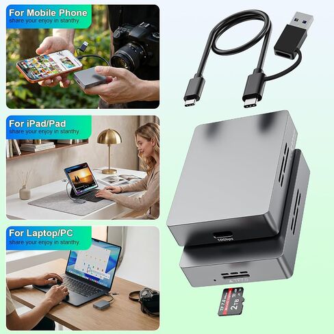 10Gbps Type C/USB A MicroSD Express Card Reader, USB 3.2 Gen 2, TF7.0 Card Read, Internal Intelligent Fan,Supports hot-swapping,Plug & Play,no Driver Required with Express microSD UHS-II Card in Kuwait