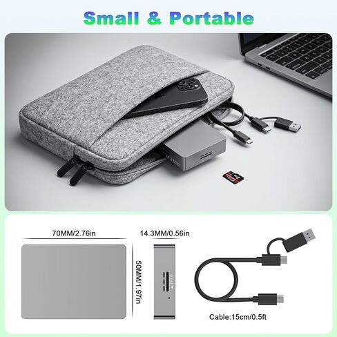 10Gbps Type C/USB A MicroSD Express Card Reader, USB 3.2 Gen 2, TF7.0 Card Read, Internal Intelligent Fan,Supports hot-swapping,Plug & Play,no Driver Required with Express microSD UHS-II Card in Kuwait
