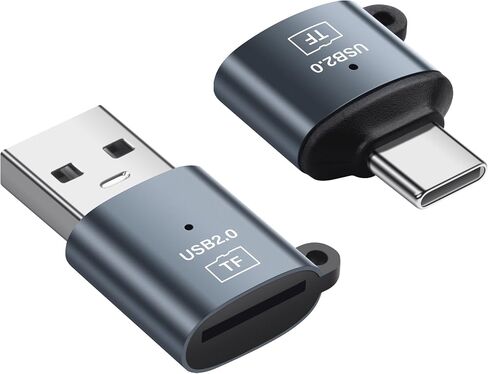 SinLoon USB 2.0 TF Card Reader 2 Pack, USB-A + Type-C Micro SD Card Reader, Portable Memory Card Adapter for Phone/PC/Tablet/Laptop, High Speed OTG Card Reader for Camera/Drone/Dash Cam in Kuwait