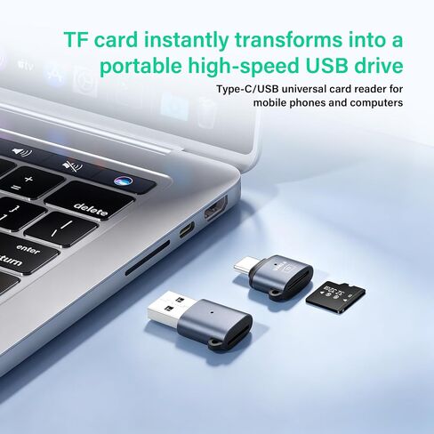 SinLoon USB 2.0 TF Card Reader 2 Pack, USB-A + Type-C Micro SD Card Reader, Portable Memory Card Adapter for Phone/PC/Tablet/Laptop, High Speed OTG Card Reader for Camera/Drone/Dash Cam in Kuwait