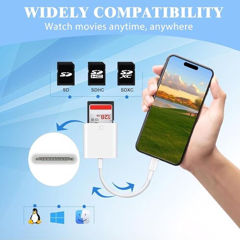 USB C SD Card Reader, Dual Slots with USB Camera Digital Adapter in Kuwait