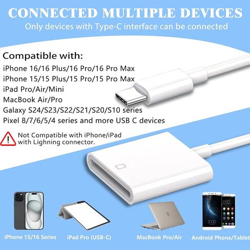 USB C SD Card Reader, Dual Slots with USB Camera Digital Adapter in Kuwait