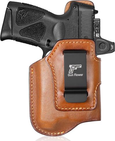 IWB Leather Light-Bearing Holster, Fits Taurus G3C /G2C /G2S/ PT111/ PT140 with Baldr S/Baldr Mini/Baldr RL Mini, Optic Cut, Fits 1.5"-1.75" Belts, Inside Waistband Carry, Right Hand in Kuwait