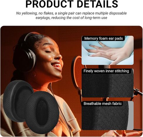 1 Pair Earpads Replacement for Sennheiser HD 4.50BT/HD 4.50BTNC/HD 4.50SE/HD4.40BT/HD 4.30G/HD 4.20S/HD 458BT/HD 450/HD 450BT/HD400S/HD350BT (Mesh Black) in Kuwait