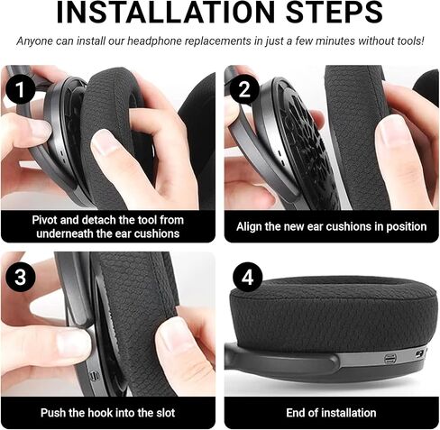 1 Pair Earpads Replacement for Sennheiser HD 4.50BT/HD 4.50BTNC/HD 4.50SE/HD4.40BT/HD 4.30G/HD 4.20S/HD 458BT/HD 450/HD 450BT/HD400S/HD350BT (Mesh Black) in Kuwait