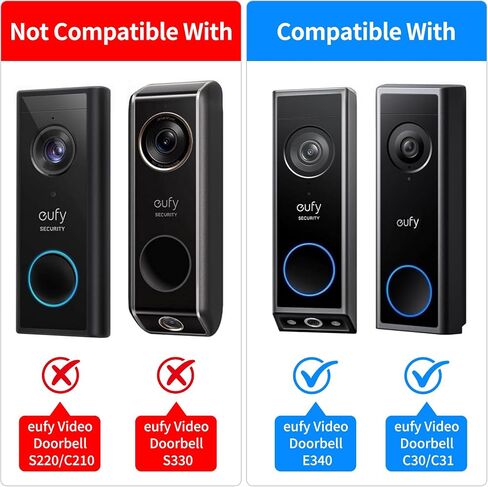 Anti-Theft Doorbell Camera Mount for Eufy Doorbell E340/C30/C31, No Drill Door Camera Mount for Eufy E340, Metal Door Camera Holder for Inward-Opening Doors, Suitable for Apartments, Rentals and Homes in Kuwait