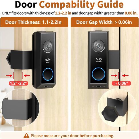Anti-Theft Doorbell Camera Mount for Eufy Doorbell E340/C30/C31, No Drill Door Camera Mount for Eufy E340, Metal Door Camera Holder for Inward-Opening Doors, Suitable for Apartments, Rentals and Homes in Kuwait