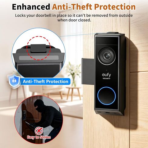 Anti-Theft Doorbell Camera Mount for Eufy Doorbell E340/C30/C31, No Drill Door Camera Mount for Eufy E340, Metal Door Camera Holder for Inward-Opening Doors, Suitable for Apartments, Rentals and Homes in Kuwait