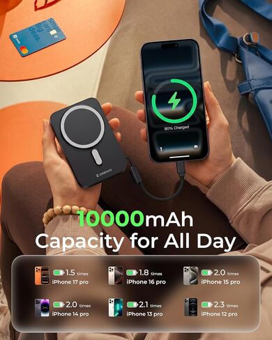 ZEEHOO Magnetic Power Bank 10000mAh, 25W Wireless Portable Charger USB-C in Kuwait