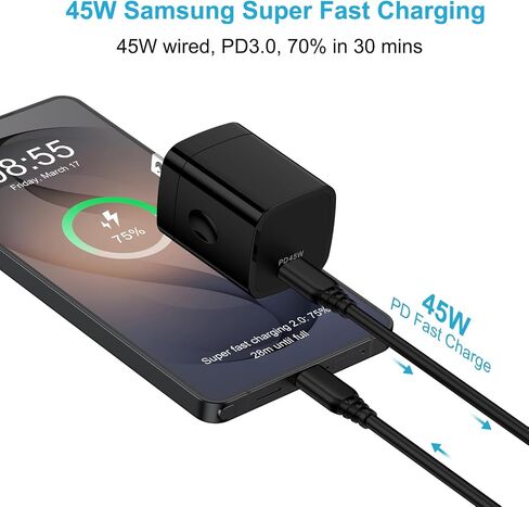 45W Charger for Samsung Galaxy Z Fold 8 Ultra 7 6 5 4 3 Flip 8 7 FE 6 5 4 3 in Kuwait