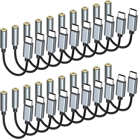 USB C to 3.5mm Headphone Jack Adapter 20-Pack, HiFi Type C to AUX, White in Kuwait