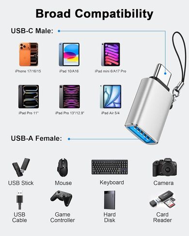 USB-C to USB-A Adapter, 5Gbps USB C Male to USB 3.0 Female OTG Converter in Kuwait