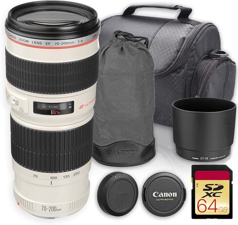 Canon EF 70-200mm f/4L USM Lens for Canon EF Mount DSLR Cameras (2578A002), Professional Telephoto Zoom Lens with Fast USM Autofocus for Sports, Wildlife, Portrait & Event Photography + 64GB Card in Kuwait