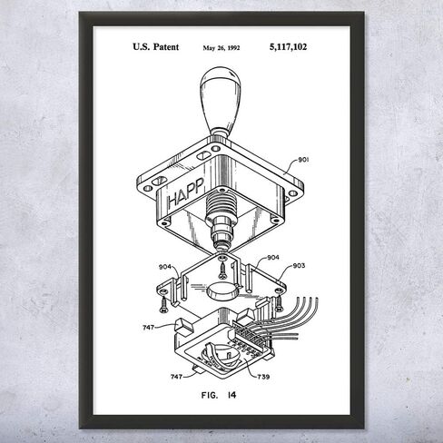 Framed Arcade Game Joystick Print, Video Game Art, Game Designer Gift, Joystick Art Print, Game Room Decor, Arcade Decor Black & White (16x20) in Kuwait