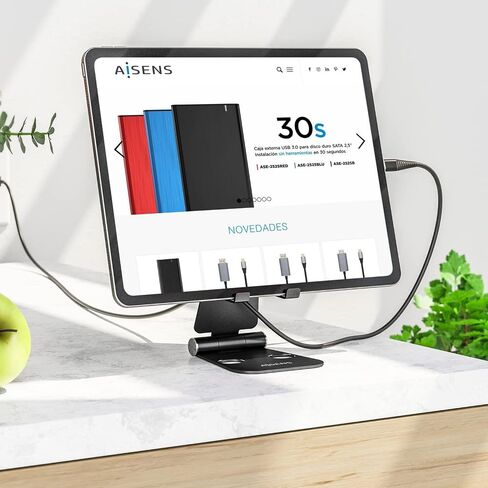 AISENS MS2PXL-096 Adjustable Desktop Size XL Stand (2 PIVOTS) for Phone/Tablet, Black in Kuwait
