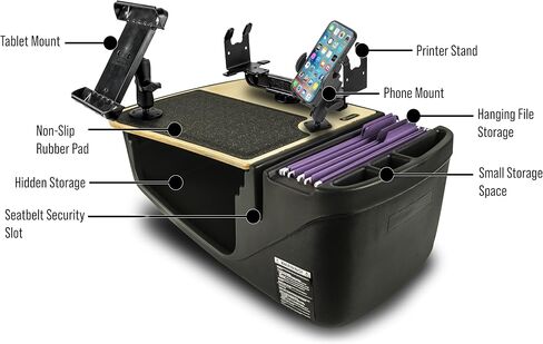 AutoExec Efficiency GripMaster Car Desk for Your Vehicle Workstation and Mobile Office, Natural with Phone Mount, Tablet Mount and Printer Stand in Kuwait