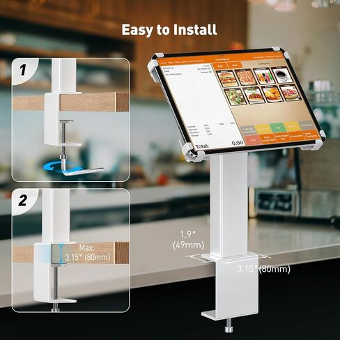 AboveTEK iPad Clamp Mount Desk, Adjustable Tablet Holder Clamp with 360° Rotation & 180° Tilt, Fits 9.7"-13" Tablets, Anti-Theft iPad Desk Stand, Heavy-Duty Aluminum Tablet Stand, Perfect for Work in Kuwait