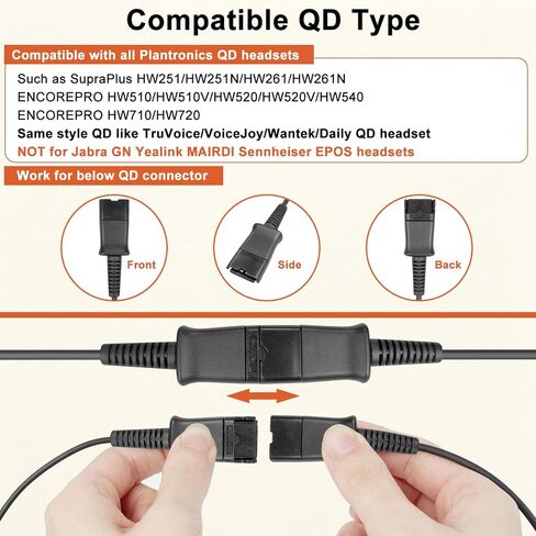 USB Training Y Splitter Cable Compatible with Plantronics QD Headsets in Kuwait