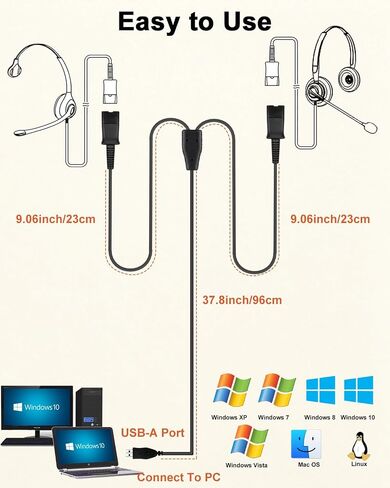 USB Training Y Splitter Cable Compatible with Plantronics QD Headsets in Kuwait