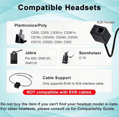 RJ9 to USB Cord Work for Plantronics Jabra Sennheiser Wireless DECT Headset in Kuwait