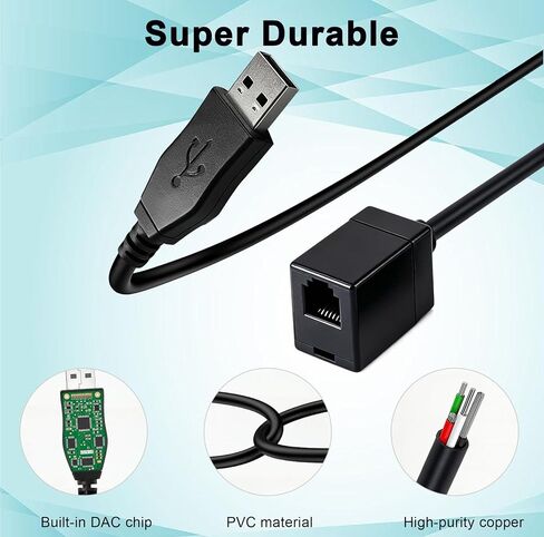 RJ9 to USB Cord Work for Plantronics Jabra Sennheiser Wireless DECT Headset in Kuwait