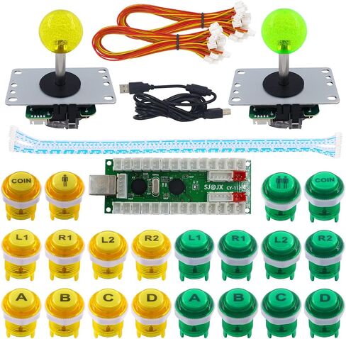 SJ@JX 2 Player Arcade Game DIY Kit Arcade Joystick Controller Mechanical Keyboard Switch Retropie Raspberry MAME Arcade Button in Kuwait