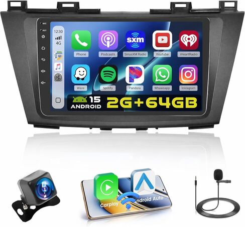 4+128GB Android 15 Car Stereo for Mazda 5 CW 2010-2015 Wireless Carplay Android Auto, 9 Inch Incell Touch Screen Car Stereo with GPS, Backup Camera, Bluetooth, FM/RDS, EQ, WiFi, SWC in Kuwait