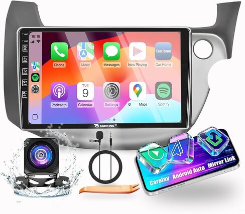 for Honda Fit Jazz 2009-2014 RHD Car CarPlay Android Auto Navigation Stereo GPS Radio Reverse Camera Display 10" IPS Touchscreen Headunit Tablet Pad Media Player, if Applicable Quad Core 2G+64G in Kuwait