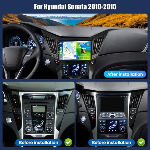 4G+64G Android 15 Car Stereo for Hyundai Sonata 2010-2015 with Wireless CarPlay Android Auto,9" HD Touchscreen Car Radio with WiFi,GPS Navigation,Bluetooth,FM/RDS SWC EQ+Backup Camera in Kuwait