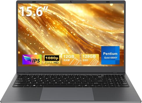 15.6 Inch Laptop Computer - 12GB RAM 128GB SSD, Pentium Gold 6500Y Processor (Beat N4500 Up to 3.4GHz), IPS FHD Display, Laptops for Students, Business, WiFi 5, BT5.0, HDMI, Type C in Kuwait