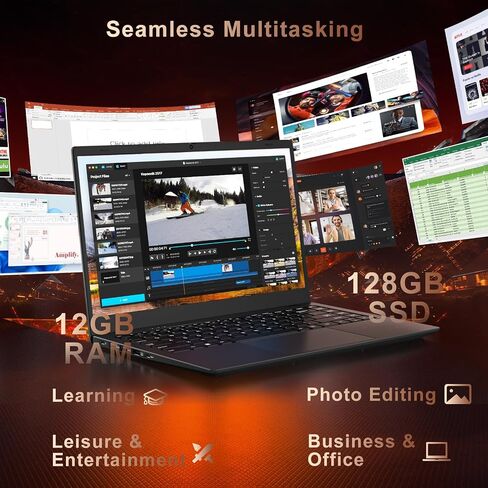 15.6 Inch Laptop Computer - 12GB RAM 128GB SSD, Pentium Gold 6500Y Processor (Beat N4500 Up to 3.4GHz), IPS FHD Display, Laptops for Students, Business, WiFi 5, BT5.0, HDMI, Type C in Kuwait