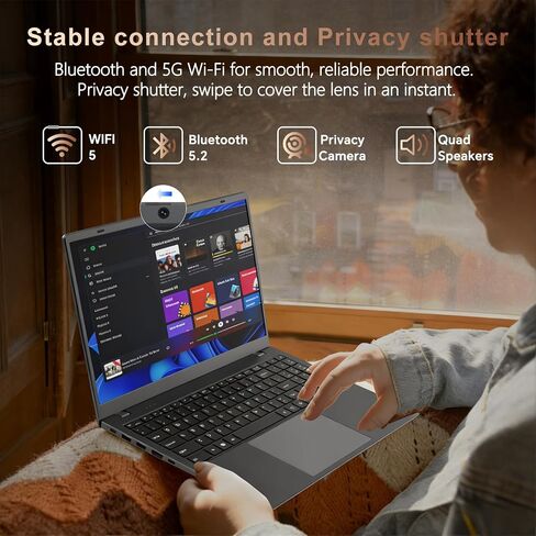 15.6 Inch Laptop Computer - 12GB RAM 128GB SSD, Pentium Gold 6500Y Processor (Beat N4500 Up to 3.4GHz), IPS FHD Display, Laptops for Students, Business, WiFi 5, BT5.0, HDMI, Type C in Kuwait