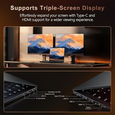 15.6 Inch Laptop Computer - 12GB RAM 128GB SSD, Pentium Gold 6500Y Processor (Beat N4500 Up to 3.4GHz), IPS FHD Display, Laptops for Students, Business, WiFi 5, BT5.0, HDMI, Type C in Kuwait